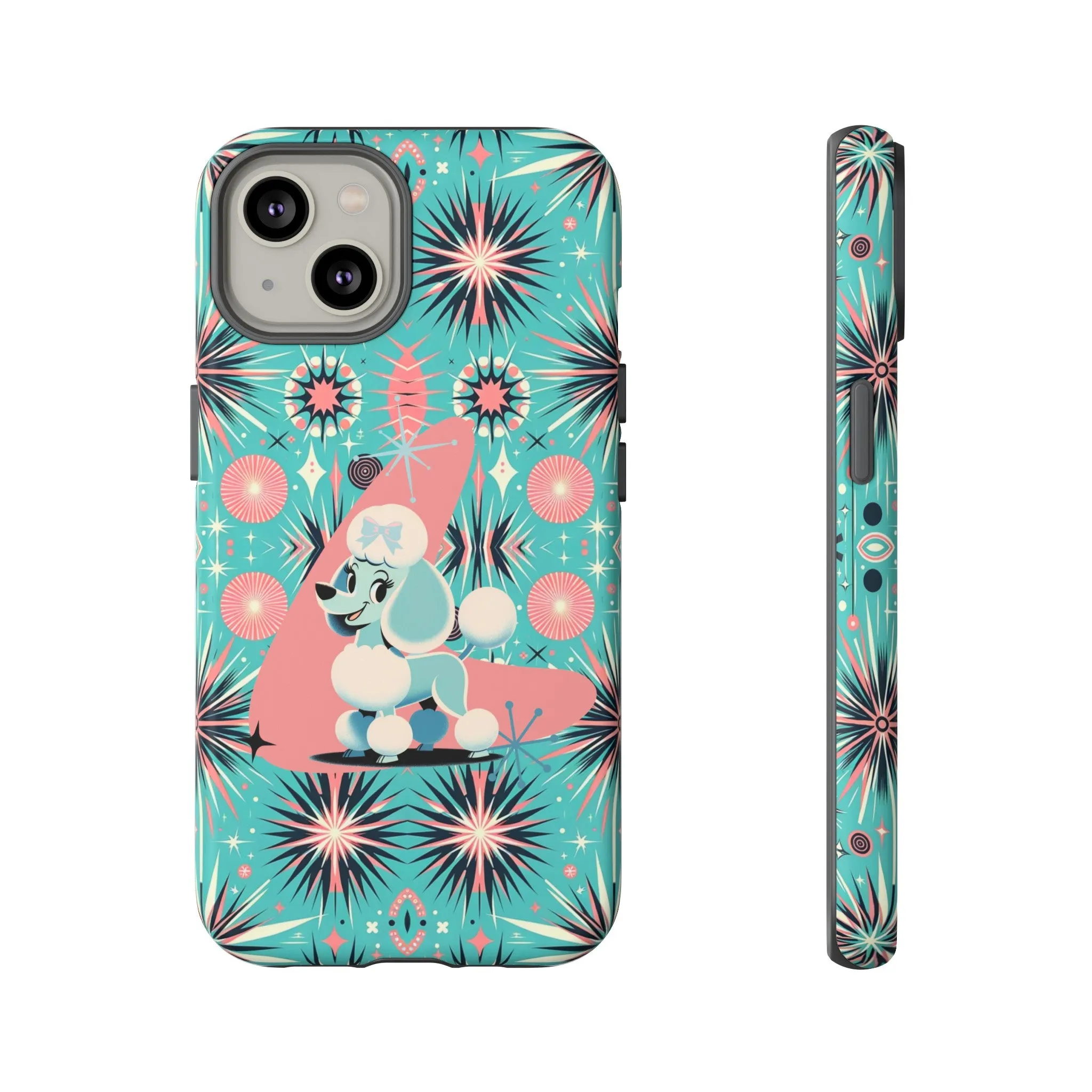 1950s Mid Century Modern Atomic Pink, Poodle Retro Smart Phone Tough Cases
