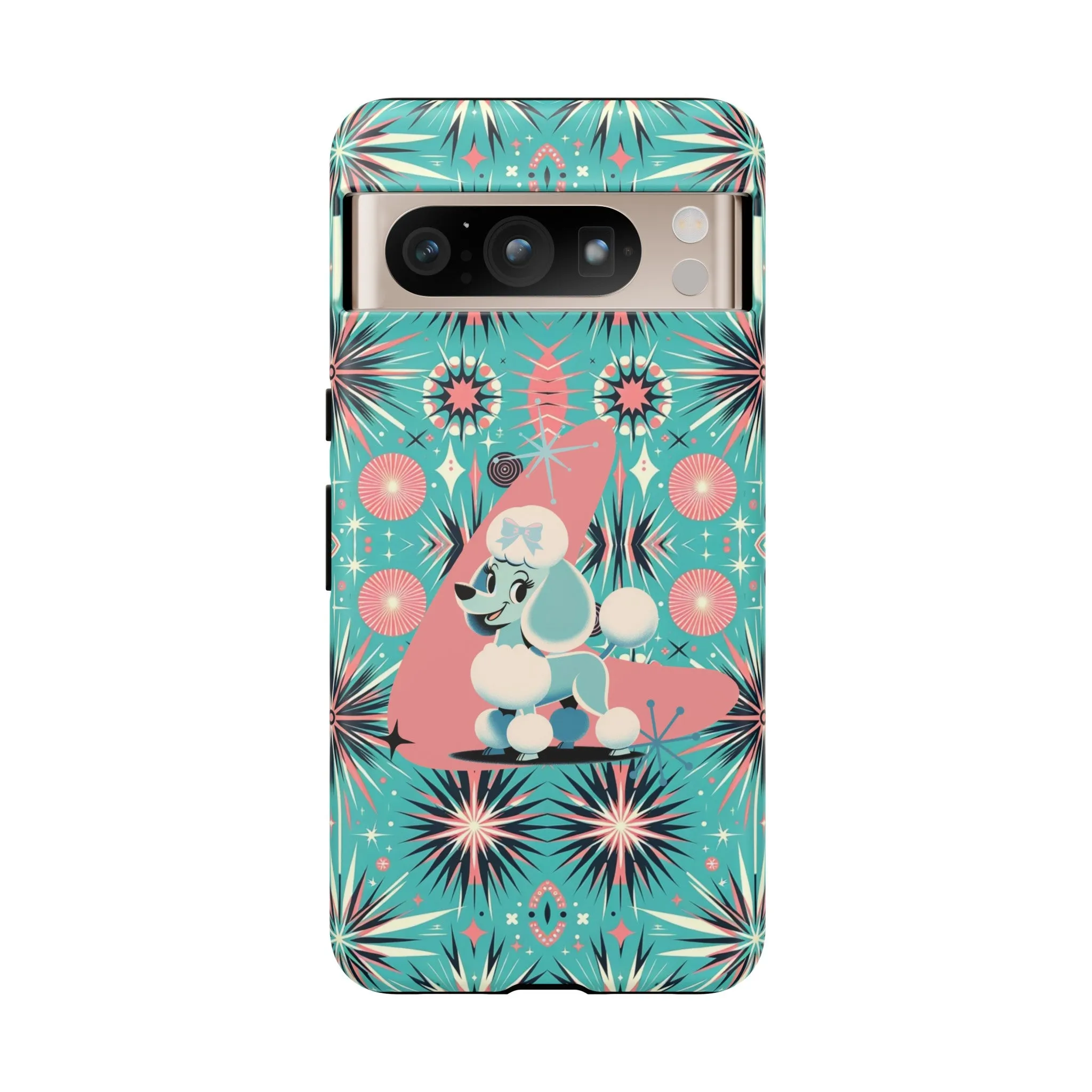 1950s Mid Century Modern Atomic Pink, Poodle Retro Smart Phone Tough Cases