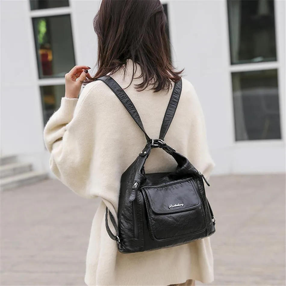 2021 Genuine Leather women Handbags Multifunction Shoulder Bags Travel BackPack