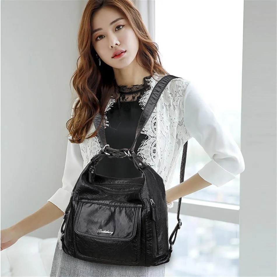 2021 Genuine Leather women Handbags Multifunction Shoulder Bags Travel BackPack