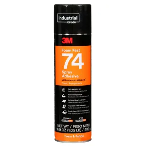 3M Foam Fast Spray Adhesive 74, Clear, 24 fl oz Can (Net Wt 16.9 oz)