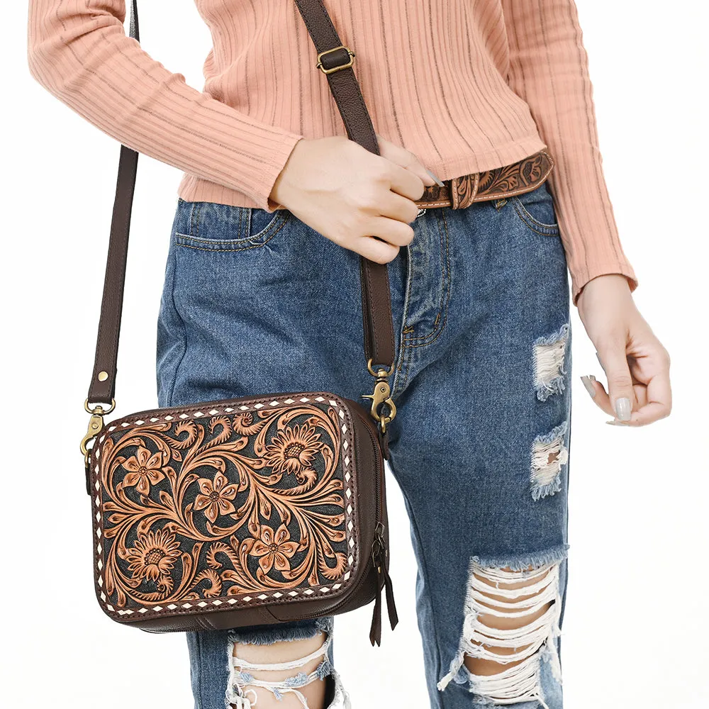 American Darling Adbga599 Cross Body I Hand Tooled Genuine Leather Women Bag Western Handbag Purse