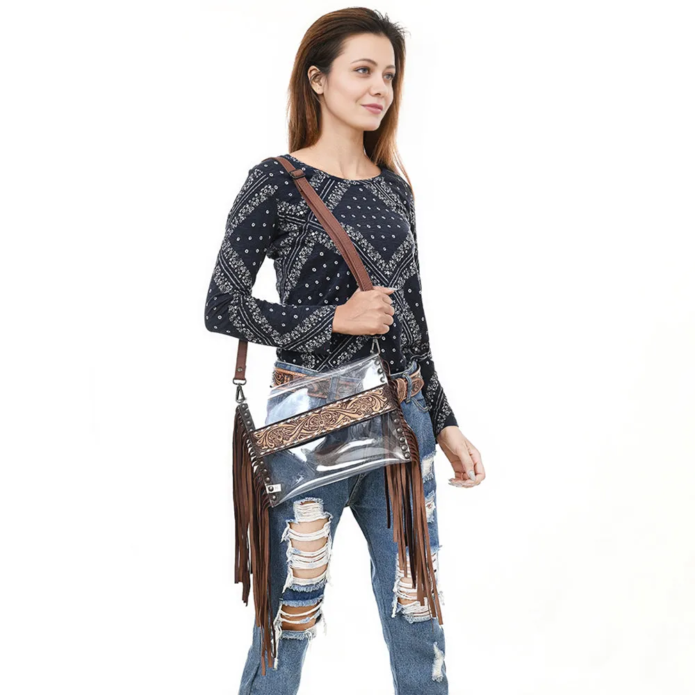 American Darling ADBGZ718 Clear Bag Hand Tooled Genuine Leather Women Bag Western Handbag Purse