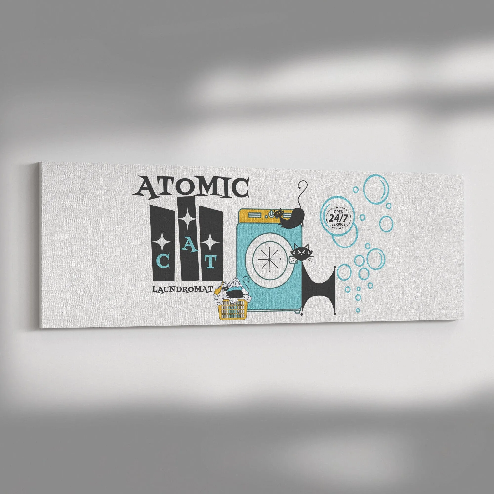 Atomic Cat, Mid Century Modern, Laundry Room, Retro Wall Art