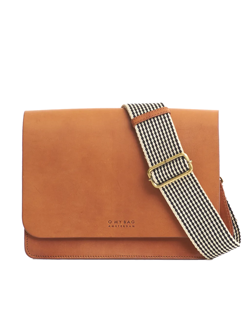 Audrey Classic Leather (Cognac) Checkered Strap - O MY BAG