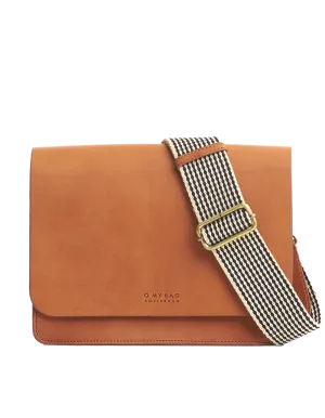 Audrey Classic Leather (Cognac) Checkered Strap - O MY BAG