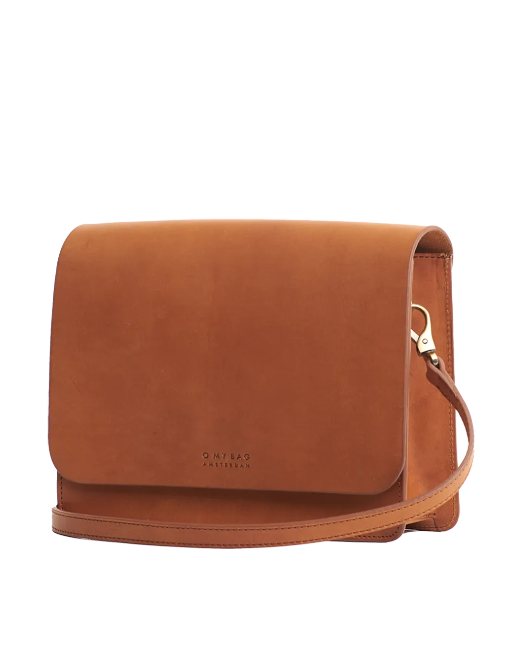 Audrey Classic Leather (Cognac) Checkered Strap - O MY BAG