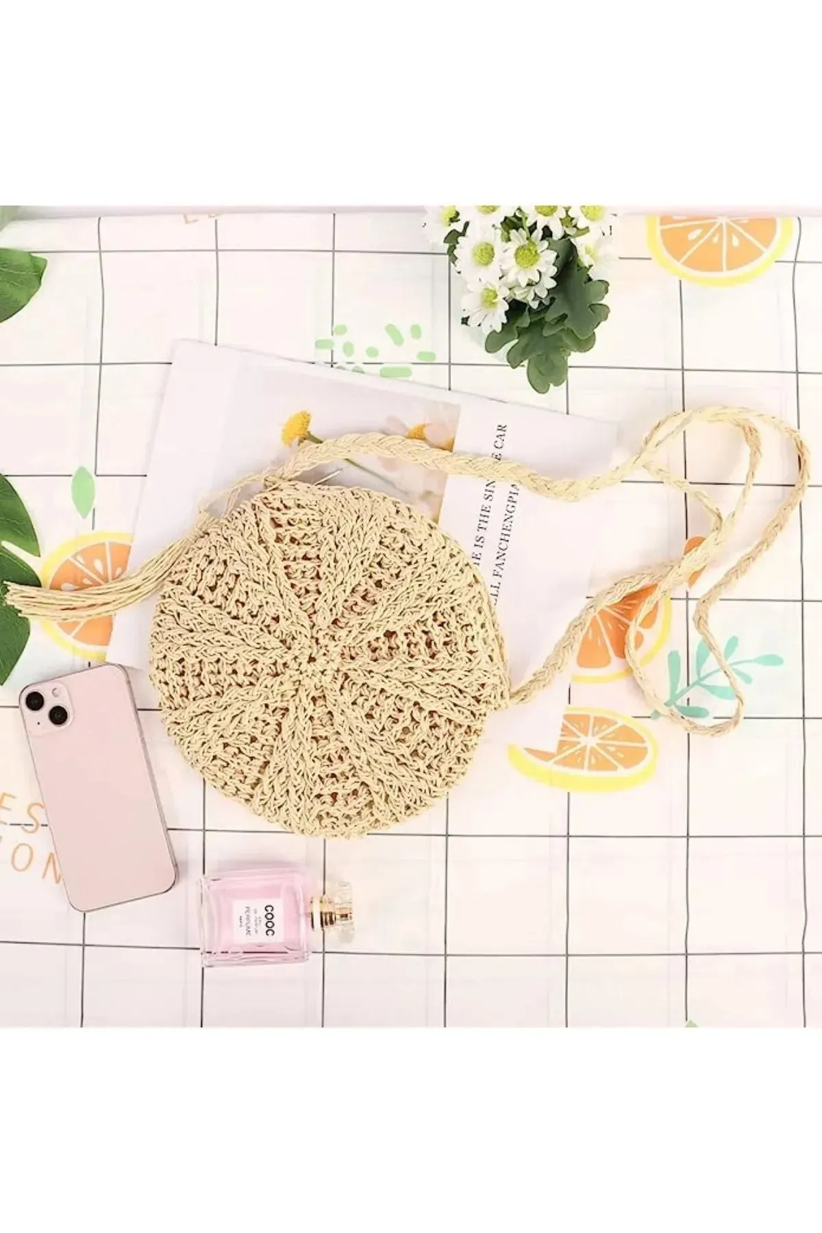 Bali Shoulder Straw Round Bag - Small