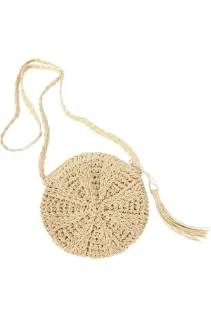 Bali Shoulder Straw Round Bag - Small