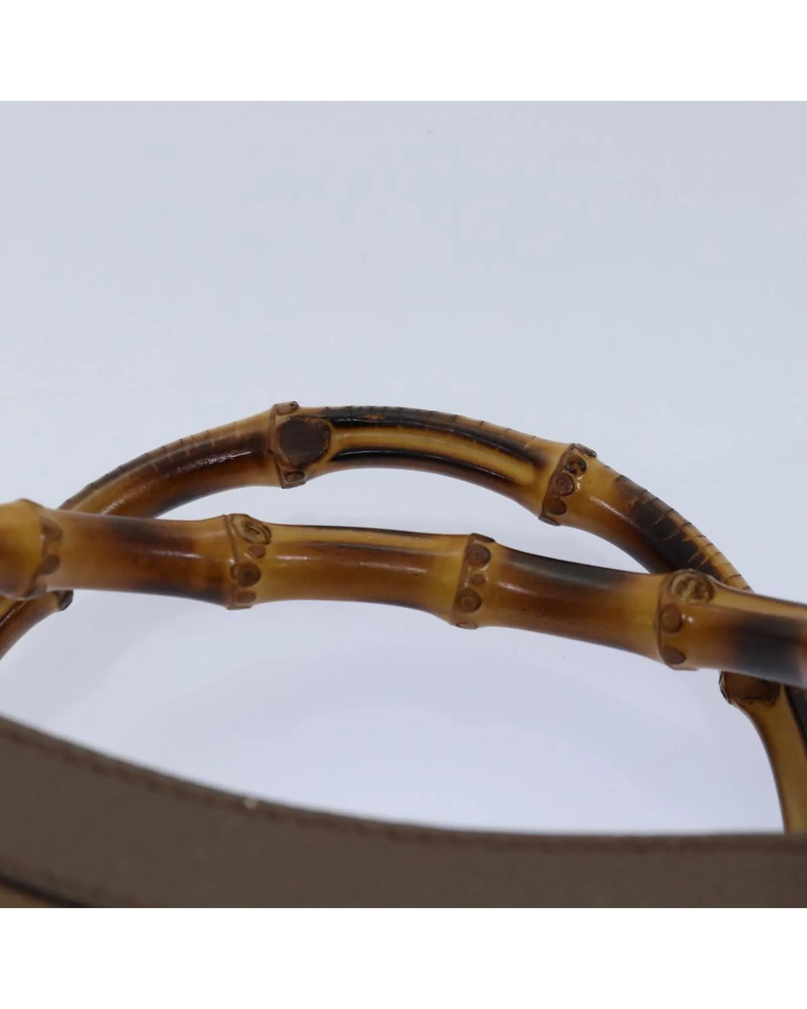 Bamboo Handle Suede Handbag with Gold Accents