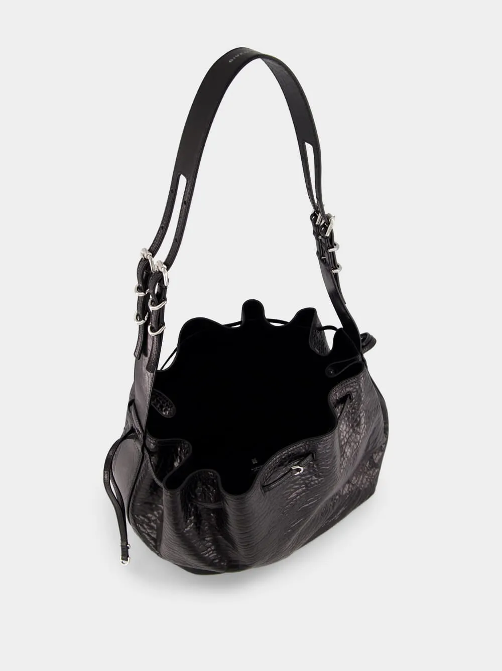 Black Crackled Patent Leather Medium Pumpkin Bag