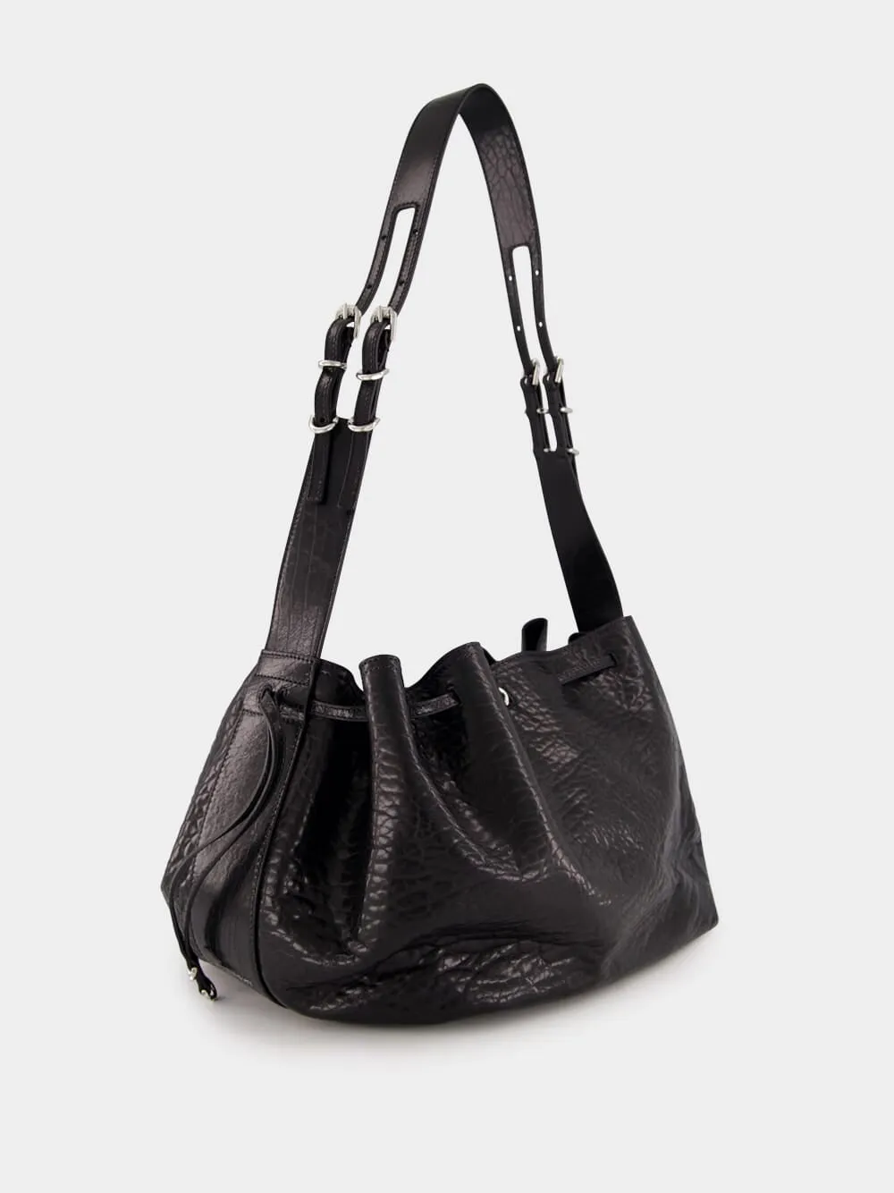 Black Crackled Patent Leather Medium Pumpkin Bag