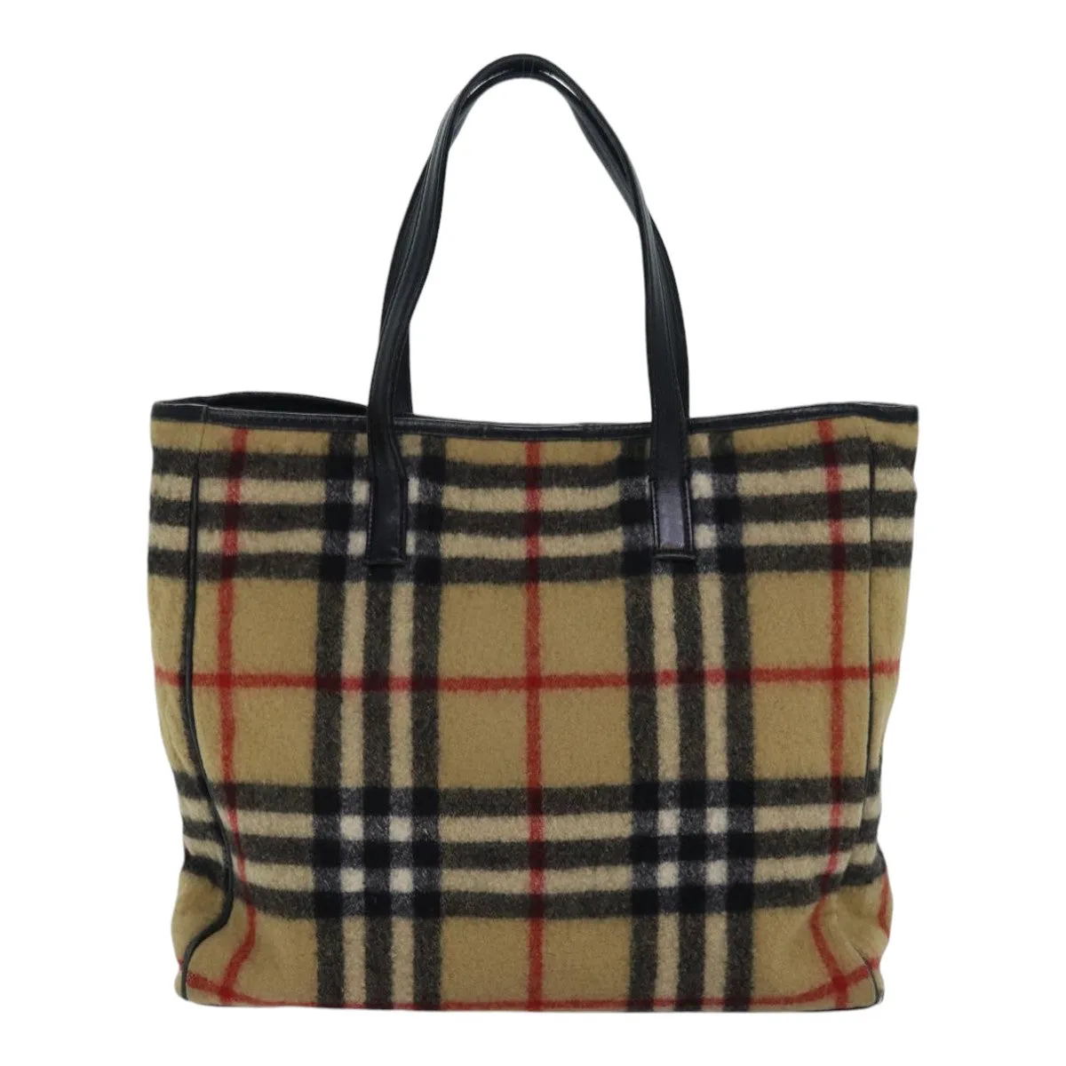 BURBERRY Nova Check Blue Label Shoulder Bag Wool Beige Silver  85897