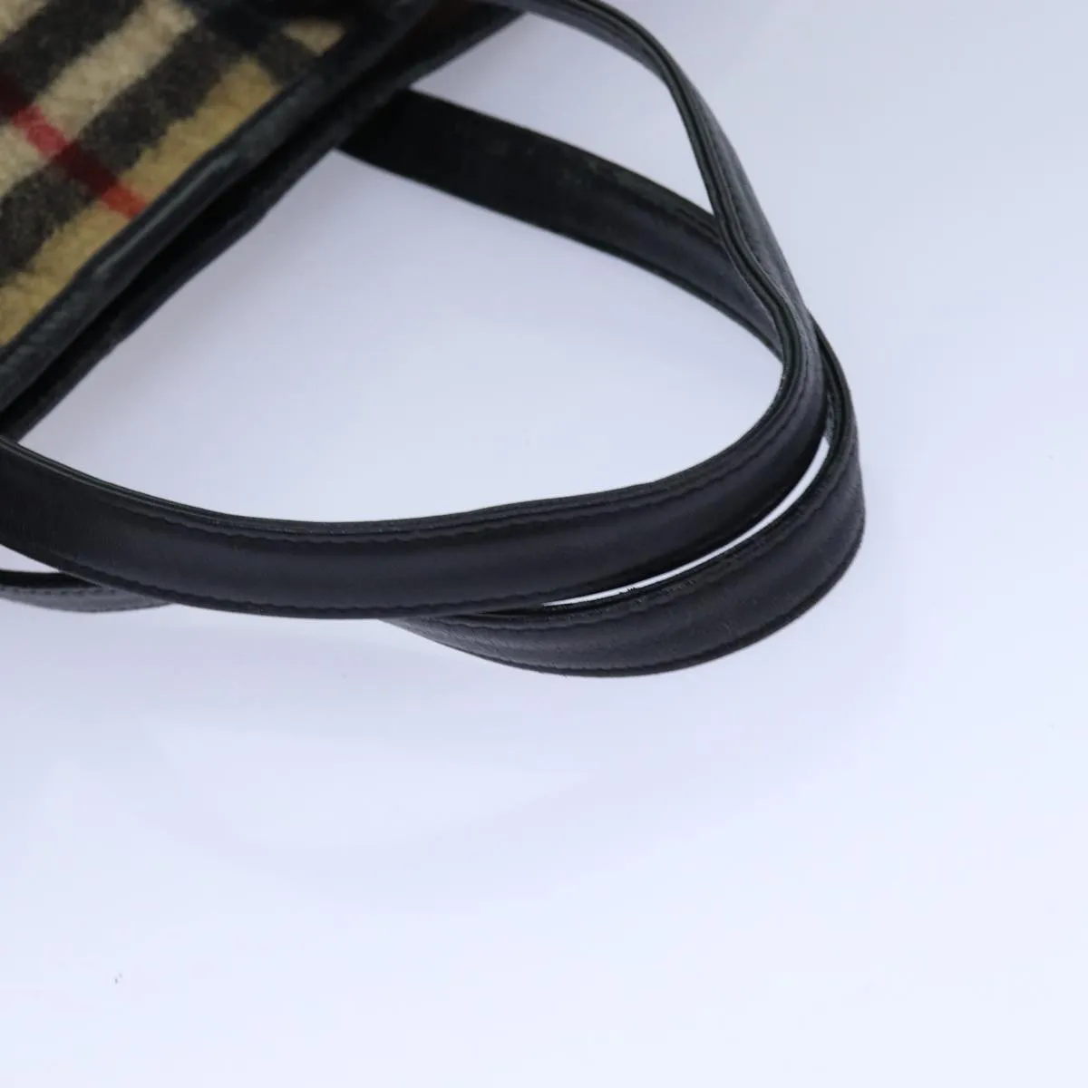 BURBERRY Nova Check Blue Label Shoulder Bag Wool Beige Silver  85897