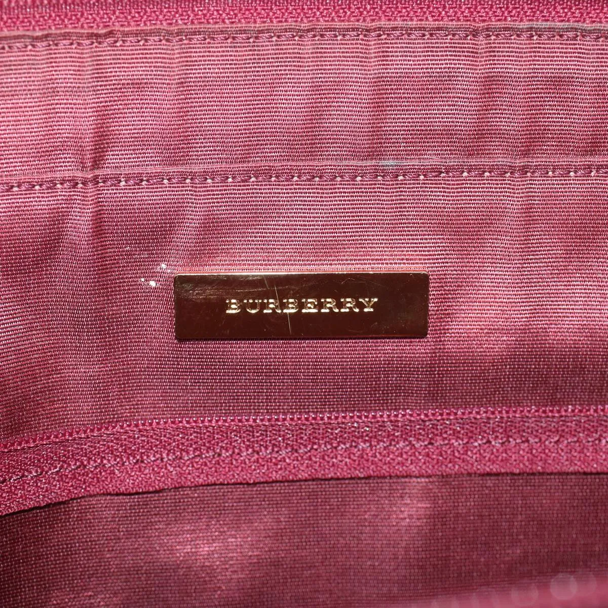 BURBERRY Nova Check Tote Bag Canvas Leather Beige Red Auth 54022