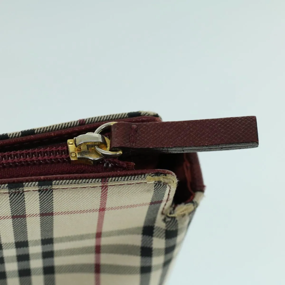BURBERRY Nova Check Tote Bag Canvas Leather Beige Red Auth 54022