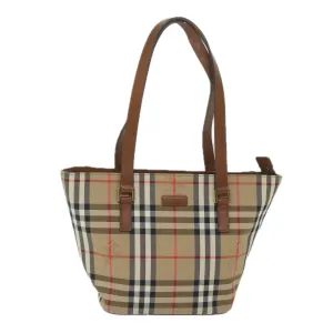 BURBERRY Nova Check Tote Bag Nylon Beige Auth bs10478