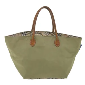 BURBERRYSs Blue Label Tote Bag Nylon Khaki Auth ki3744