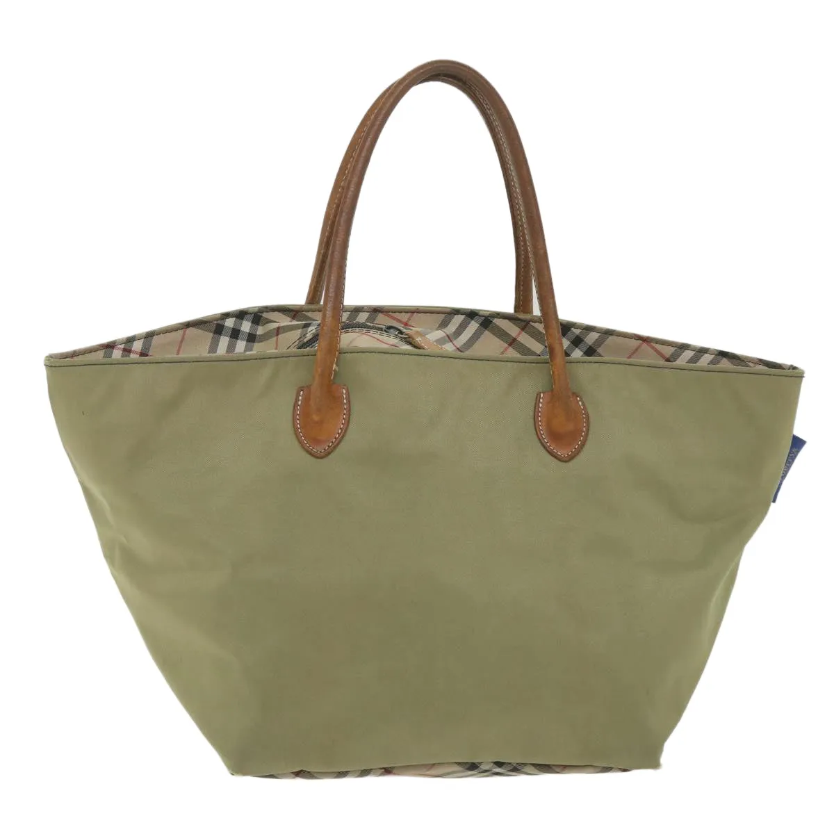 BURBERRYSs Blue Label Tote Bag Nylon Khaki Auth ki3744