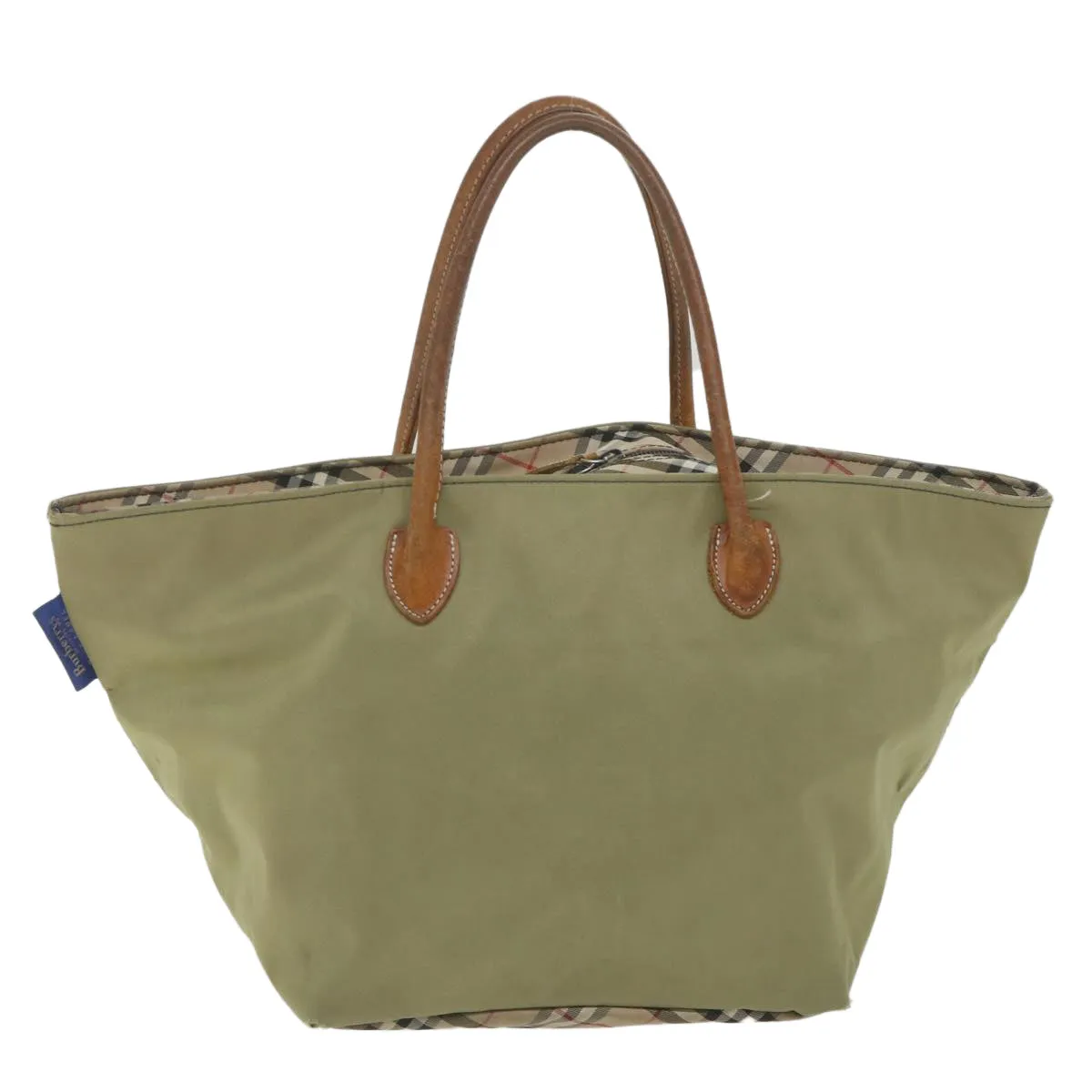 BURBERRYSs Blue Label Tote Bag Nylon Khaki Auth ki3744
