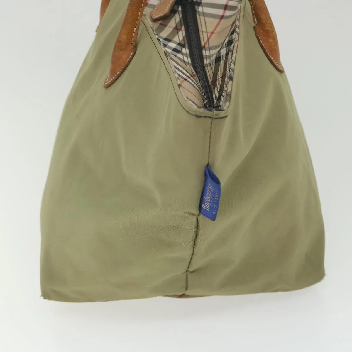 BURBERRYSs Blue Label Tote Bag Nylon Khaki Auth ki3744