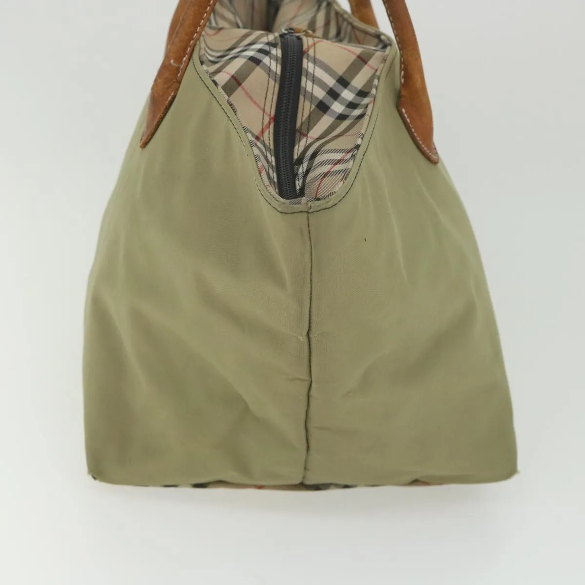 BURBERRYSs Blue Label Tote Bag Nylon Khaki Auth ki3744