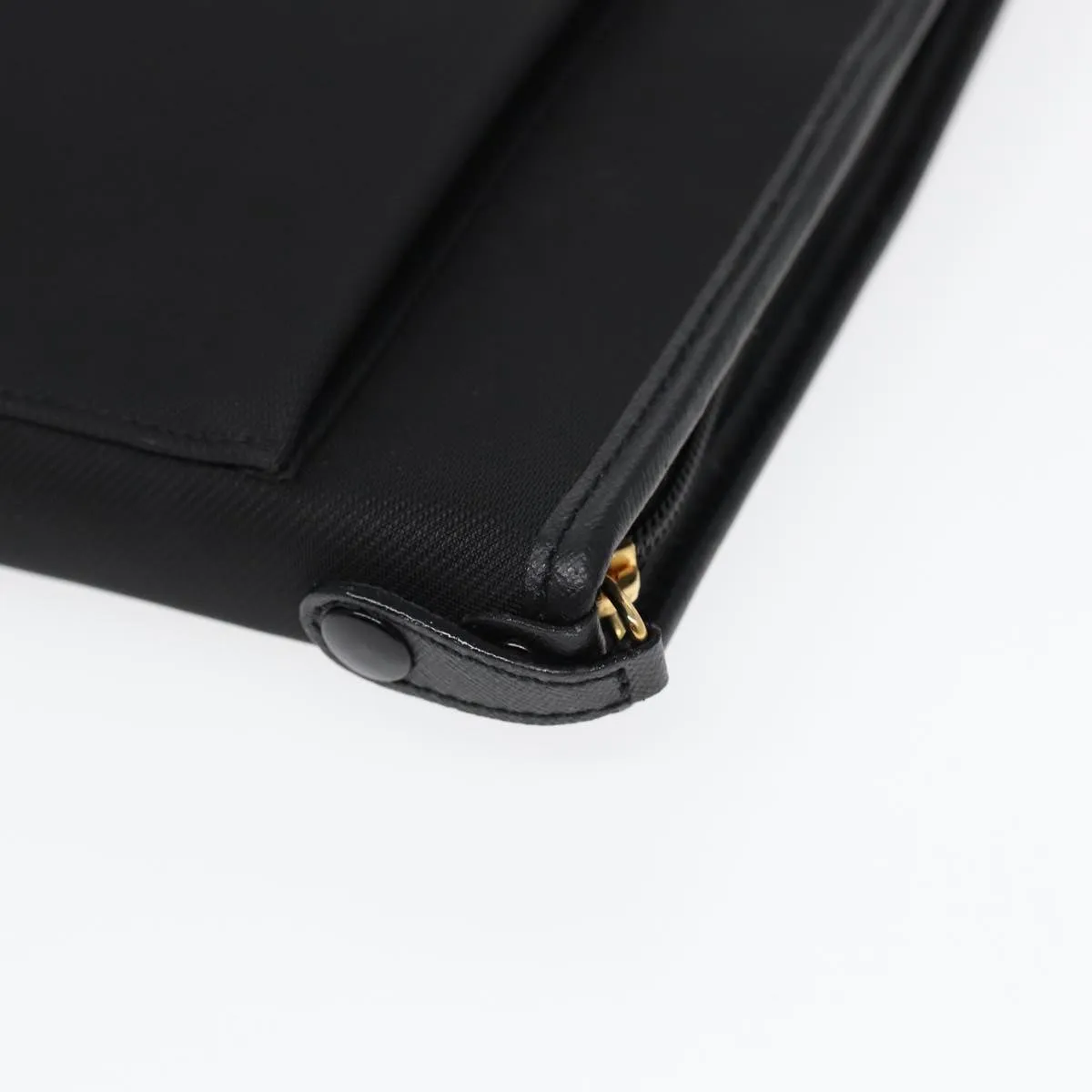 BURBERRYSs Clutch Bag PVC Black Gold Auth bs17440