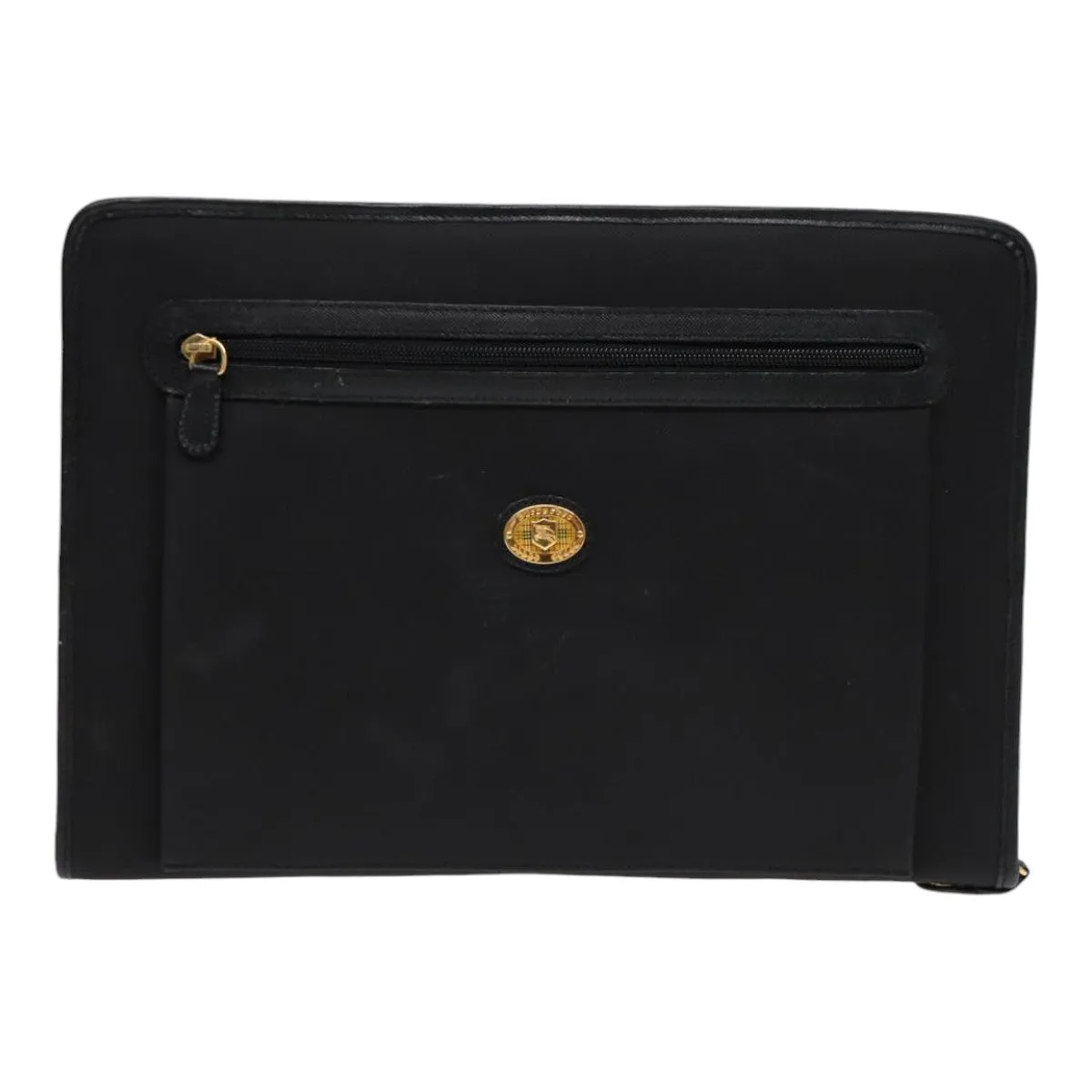 BURBERRYSs Clutch Bag PVC Black Gold Auth bs17440