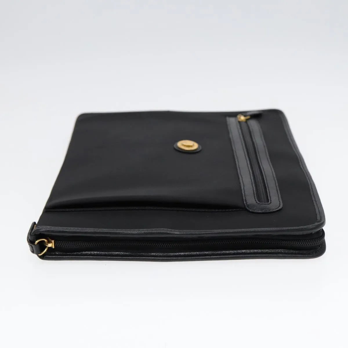 BURBERRYSs Clutch Bag PVC Black Gold Auth bs17440
