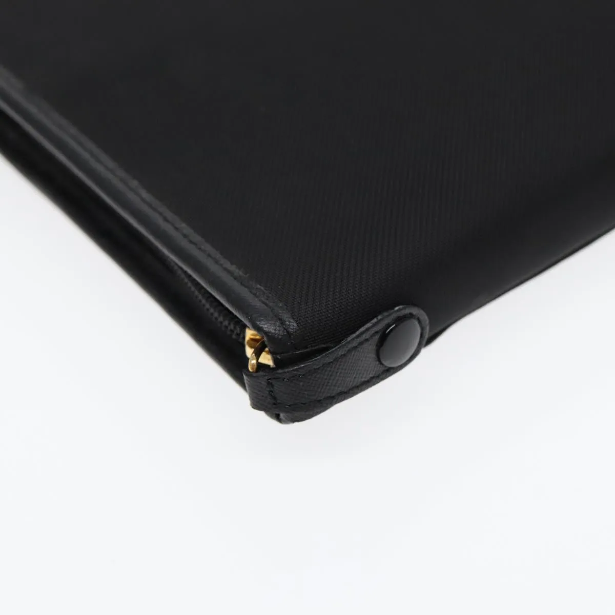 BURBERRYSs Clutch Bag PVC Black Gold Auth bs17440