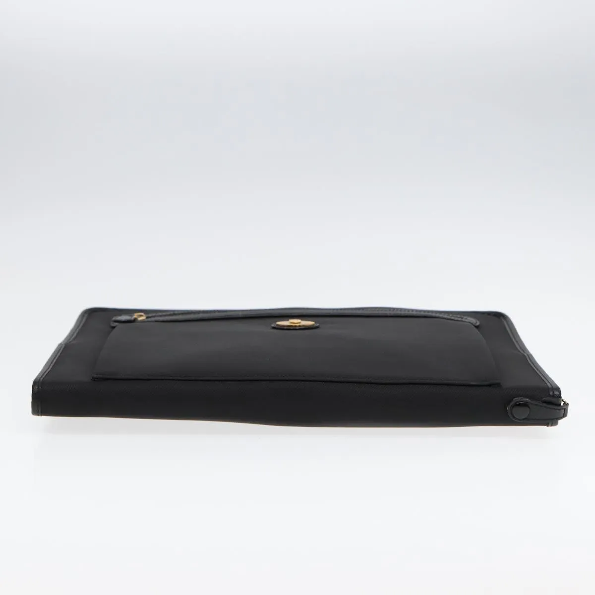 BURBERRYSs Clutch Bag PVC Black Gold Auth bs17440