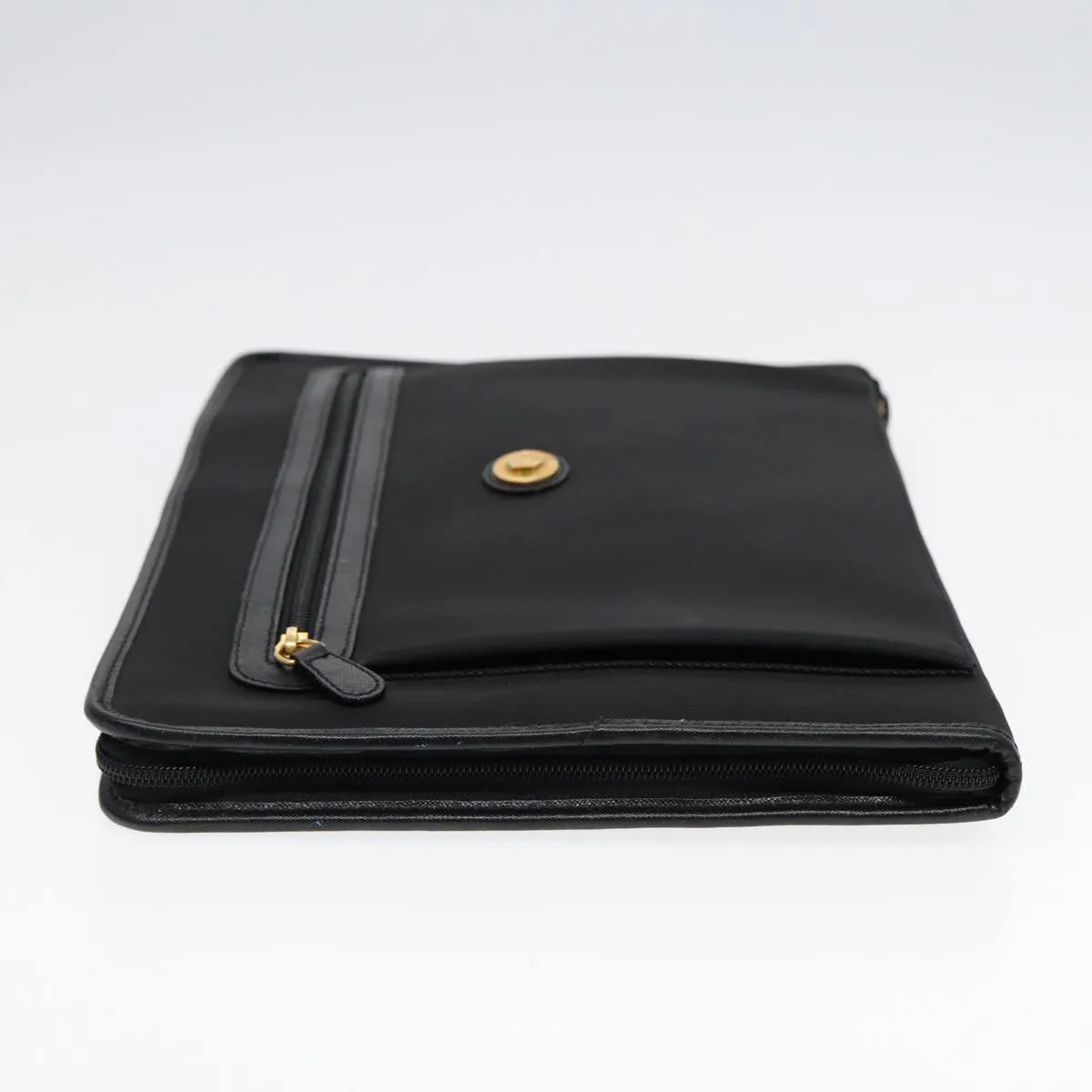 BURBERRYSs Clutch Bag PVC Black Gold Auth bs17440