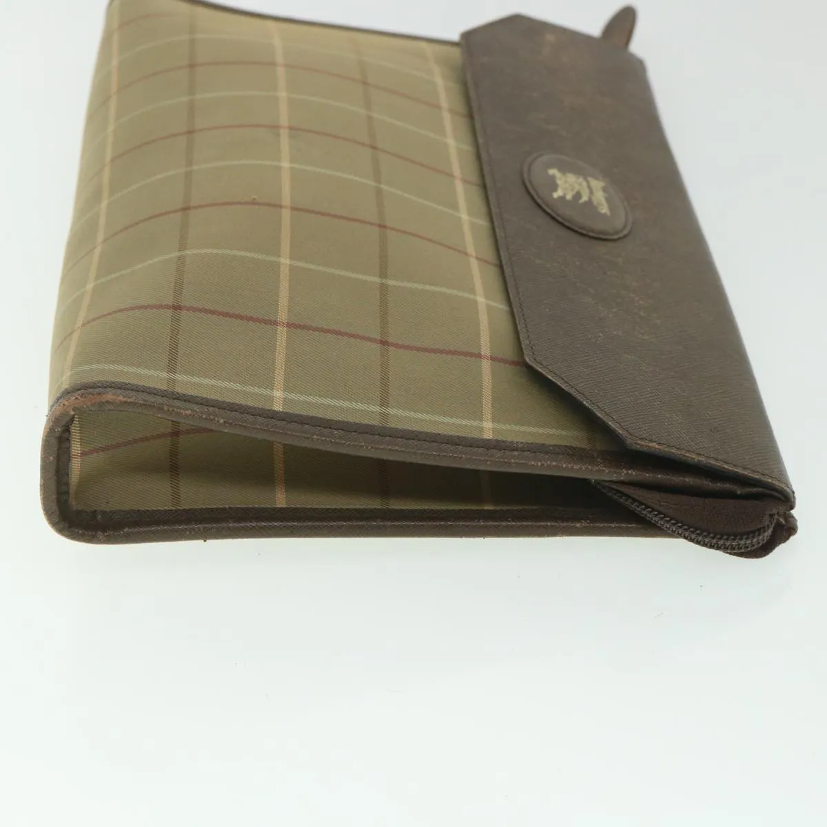 BURBERRYSs Nova Check Clutch Bag Nylon Canvas Brown Auth bs9092
