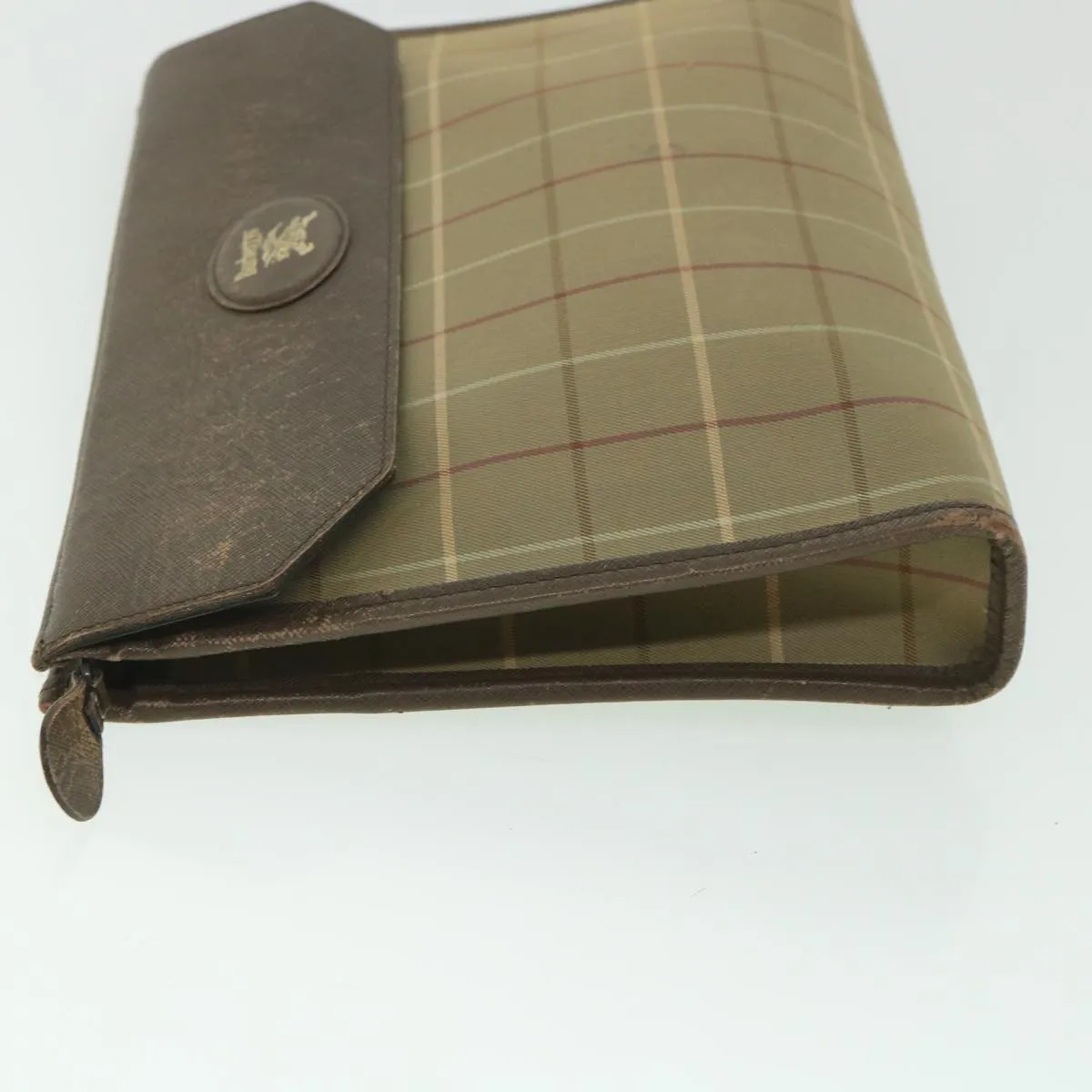 BURBERRYSs Nova Check Clutch Bag Nylon Canvas Brown Auth bs9092