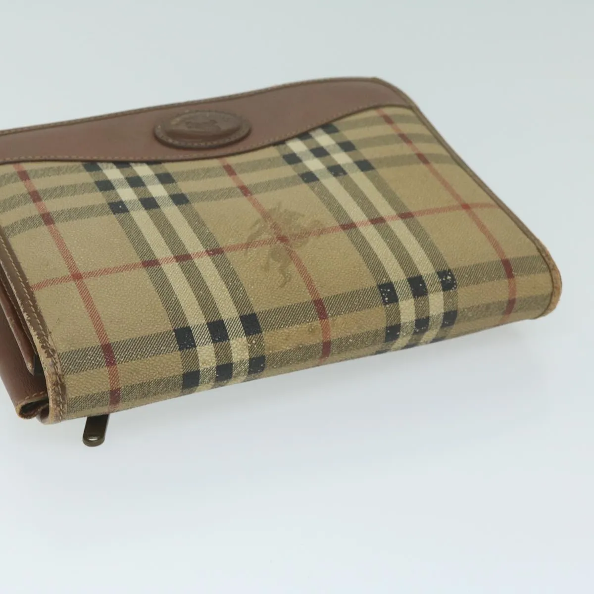 BURBERRYSs Nova Check Clutch Bag PVC Leather Beige  bs11501