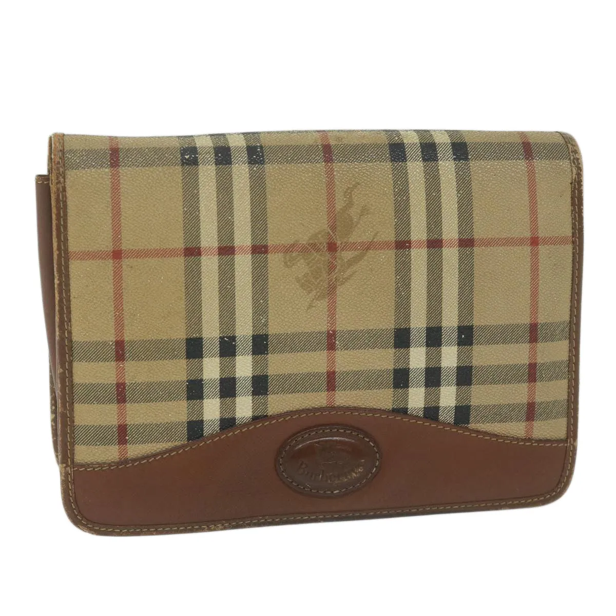 BURBERRYSs Nova Check Clutch Bag PVC Leather Beige  bs11501