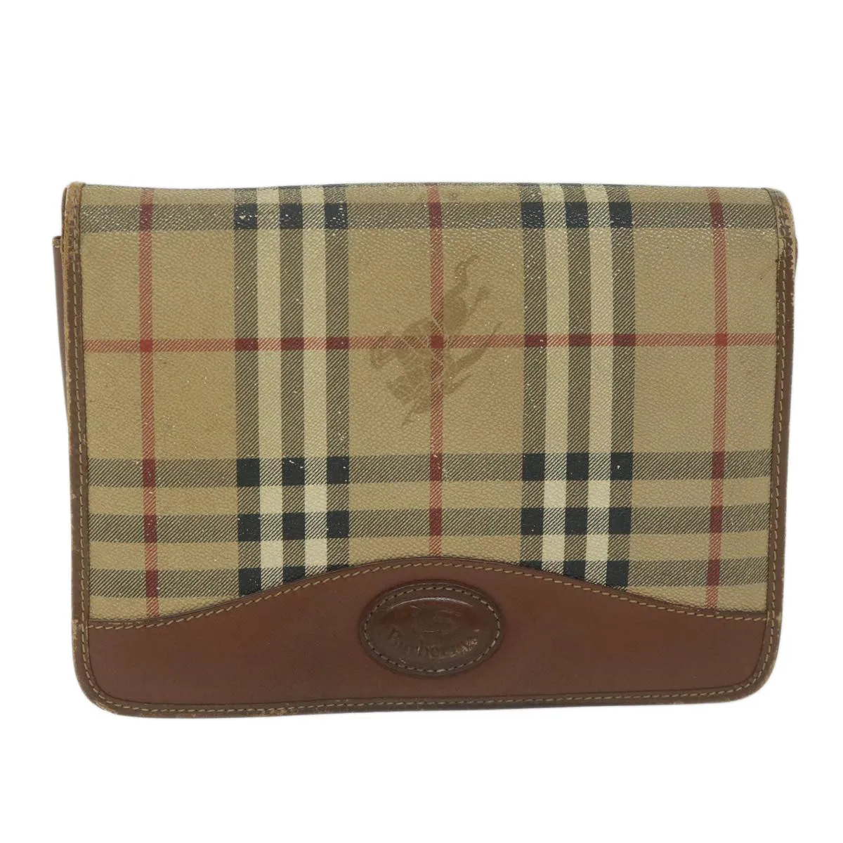BURBERRYSs Nova Check Clutch Bag PVC Leather Beige  bs11501