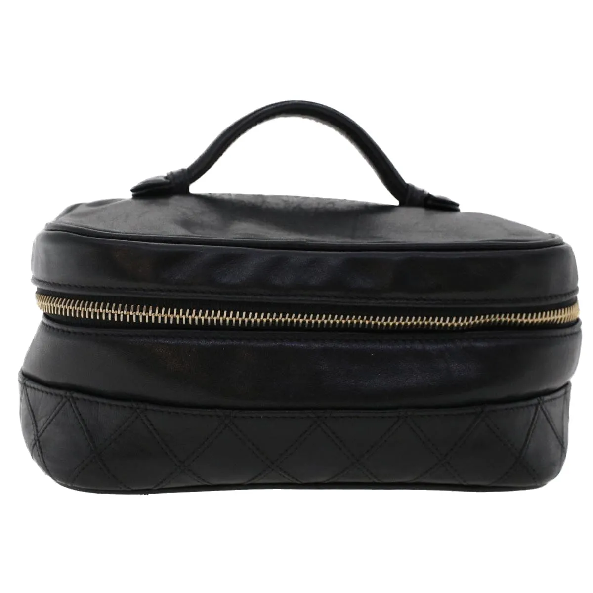 CHANEL Bicolole Vanity Cosmetic Pouch Leather Black CC  bs6921