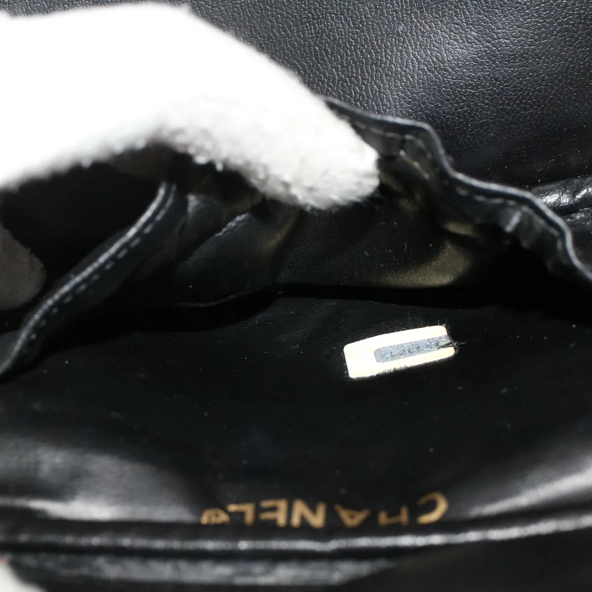 CHANEL Bicolole Vanity Cosmetic Pouch Leather Black CC  bs6921