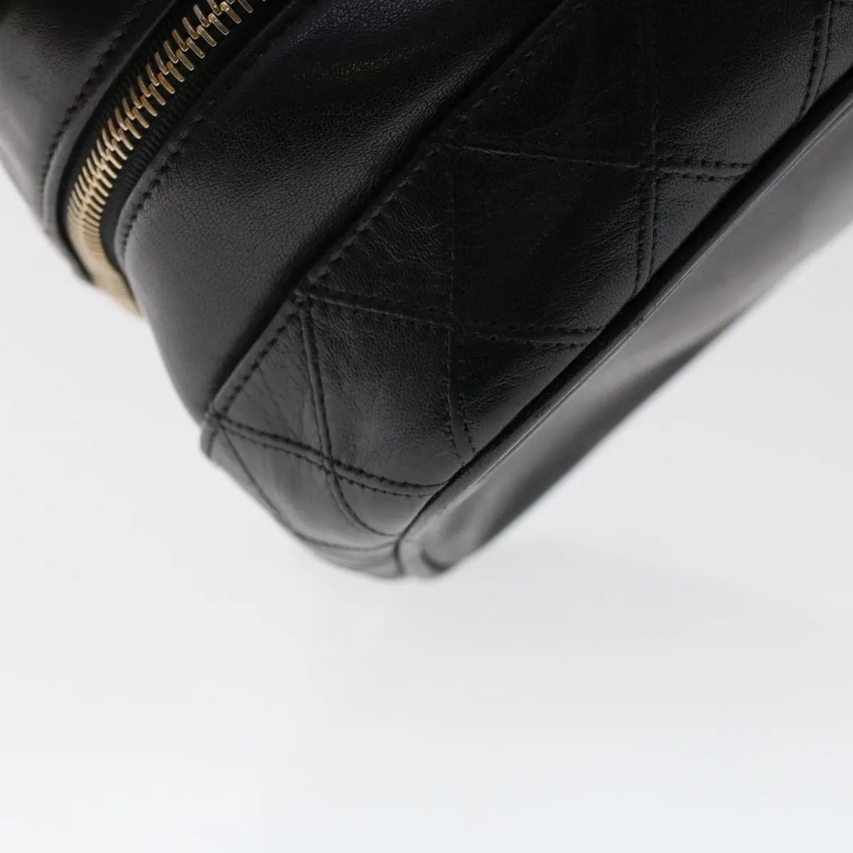 CHANEL Bicolole Vanity Cosmetic Pouch Leather Black CC  bs6921