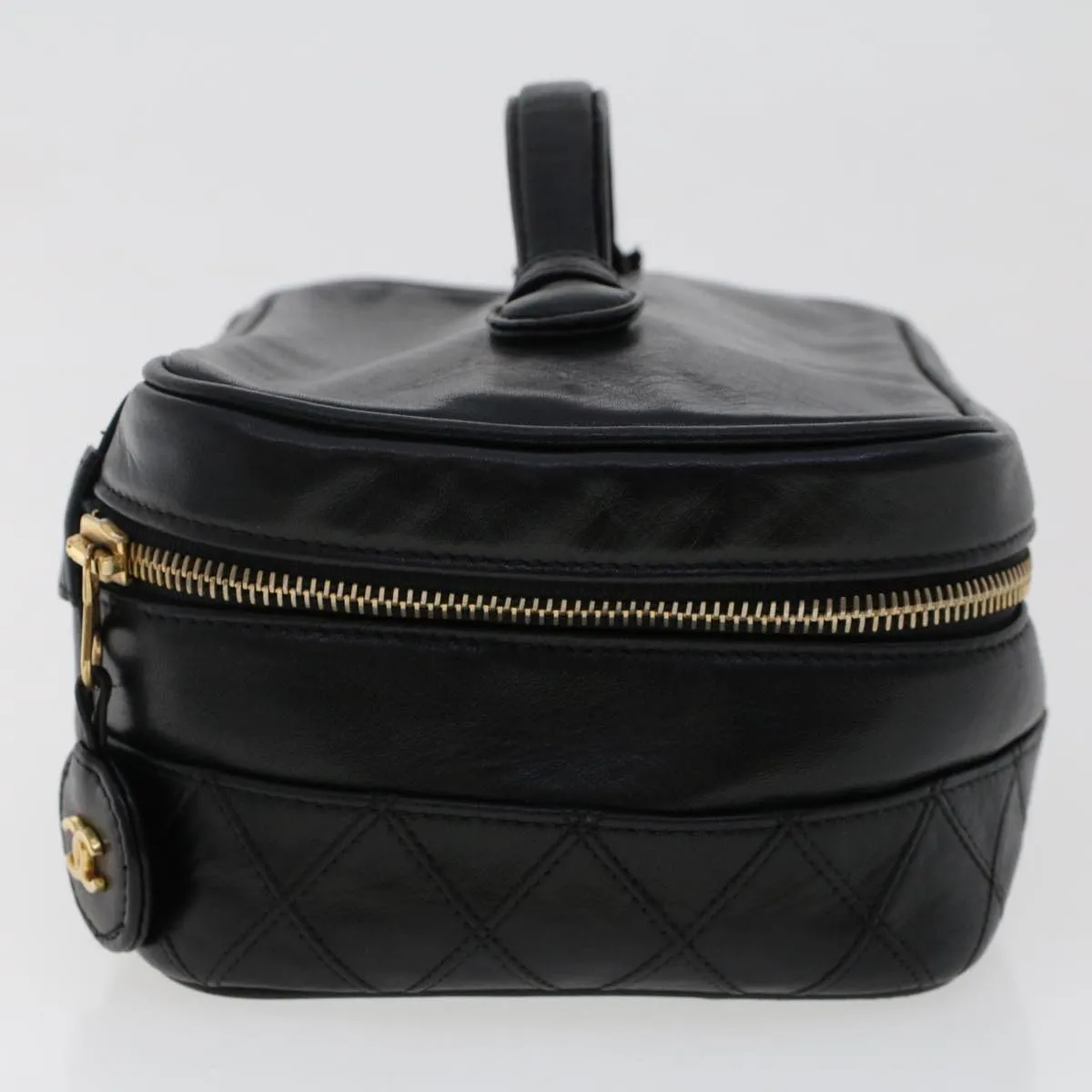 CHANEL Bicolole Vanity Cosmetic Pouch Leather Black CC  bs6921