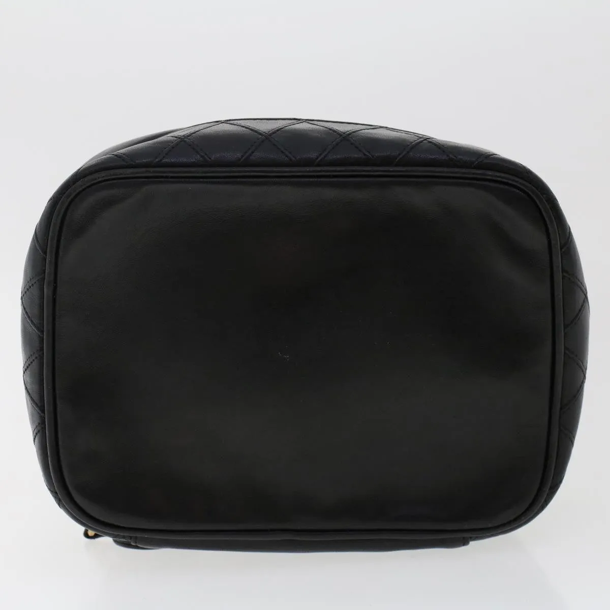 CHANEL Bicolole Vanity Cosmetic Pouch Leather Black CC  bs6921