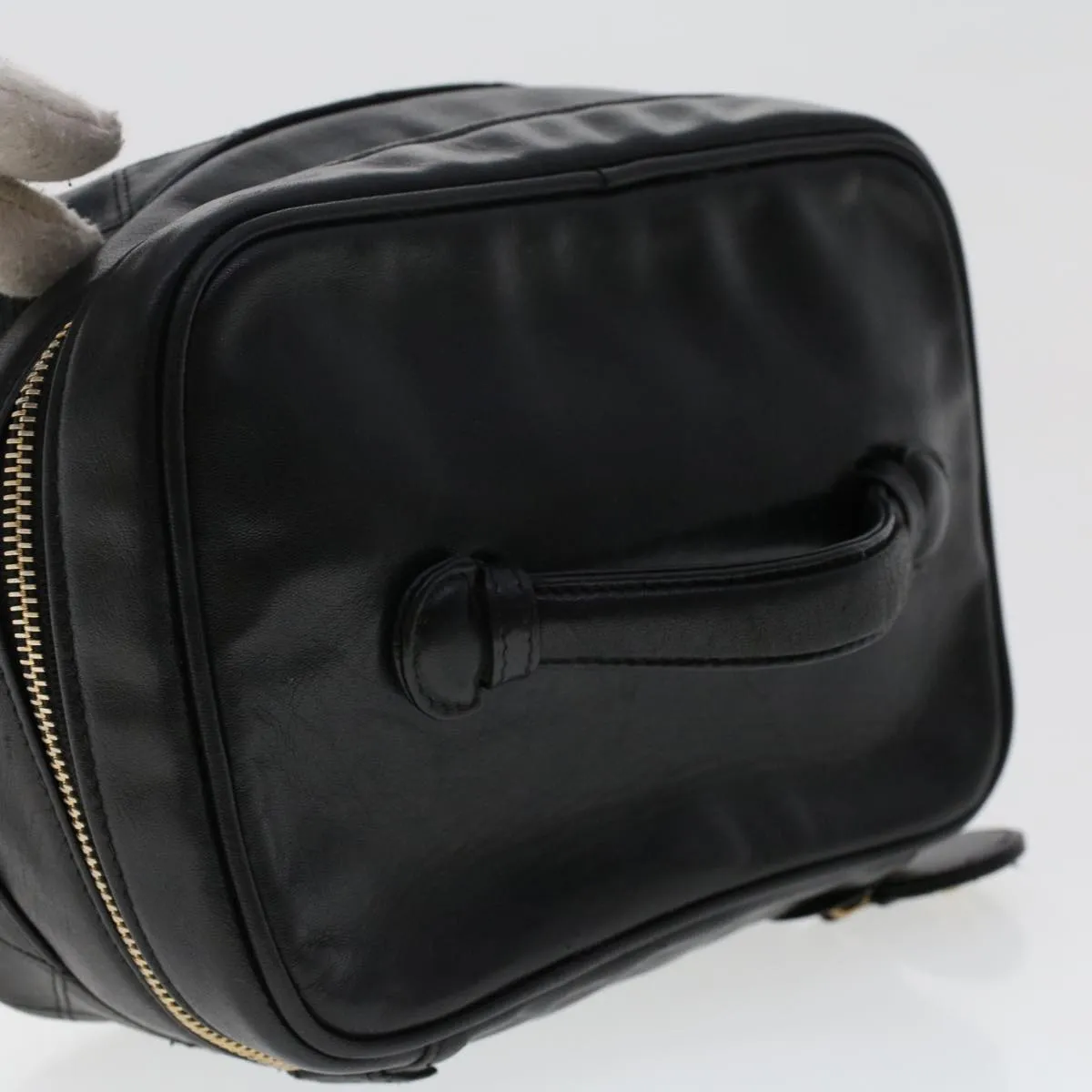 CHANEL Bicolole Vanity Cosmetic Pouch Leather Black CC  bs6921