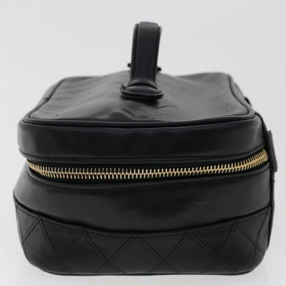 CHANEL Bicolole Vanity Cosmetic Pouch Leather Black CC  bs6921