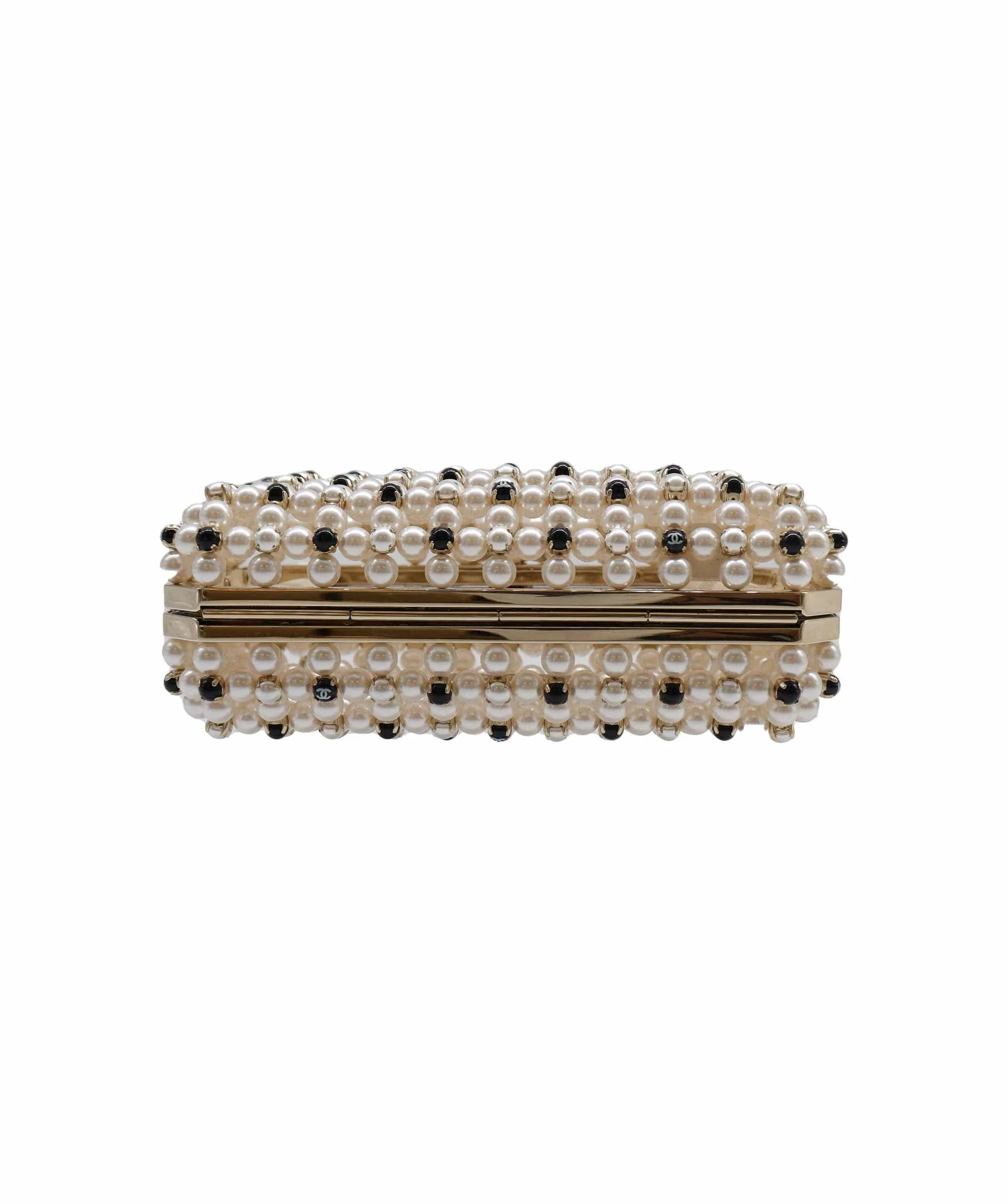 Chanel Caged Pearl Minaudiere Black White - DXBS2525