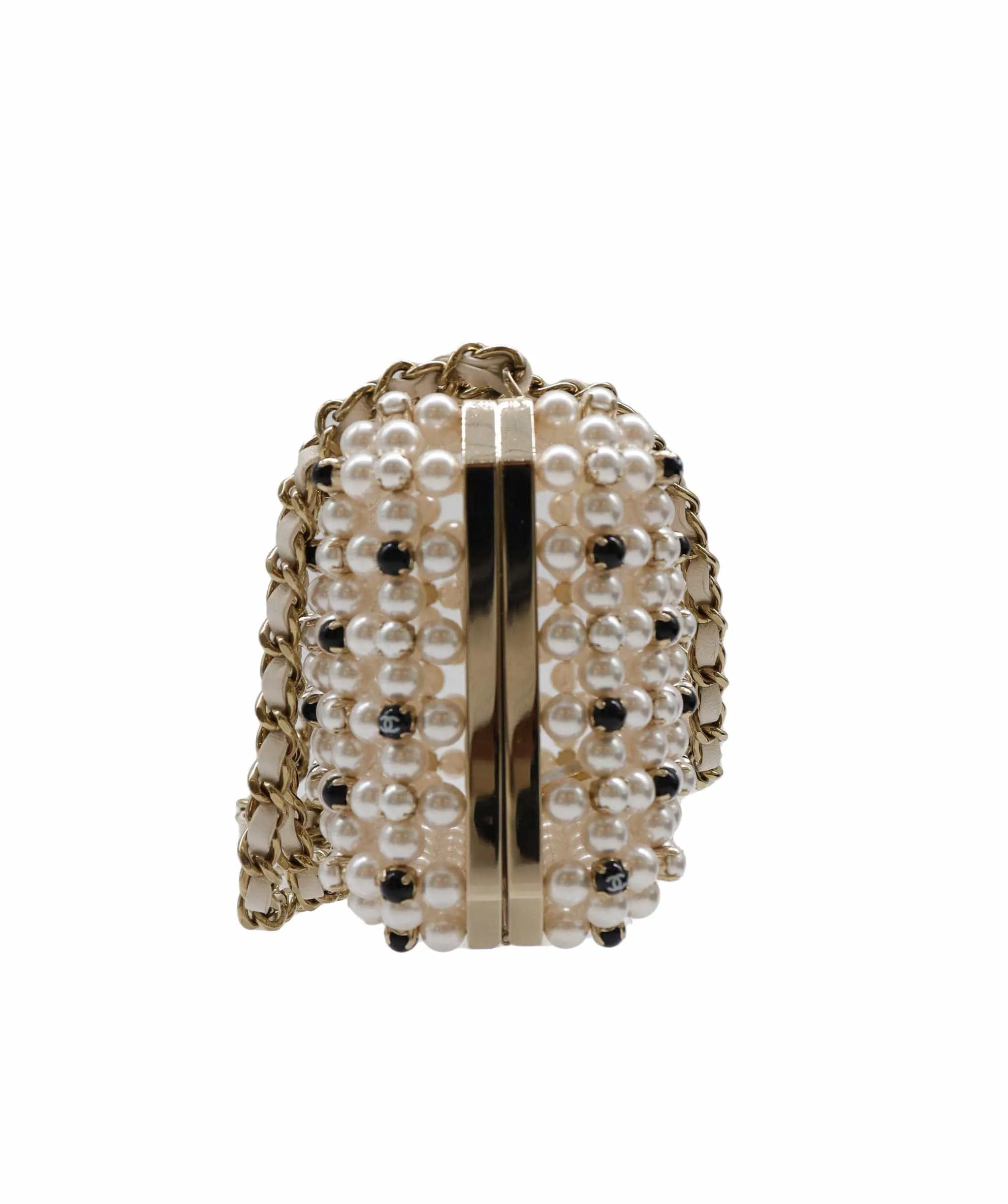 Chanel Caged Pearl Minaudiere Black White - DXBS2525