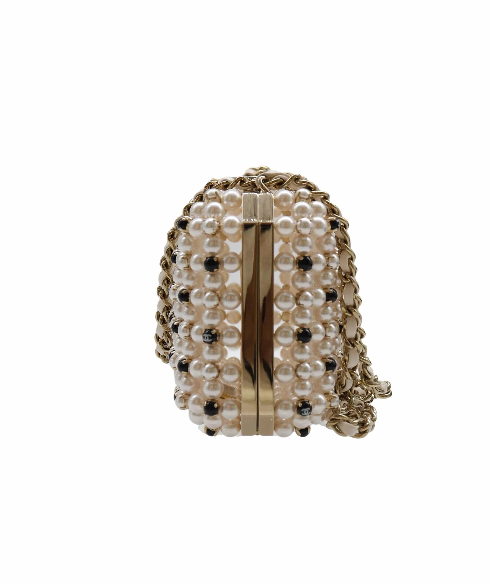 Chanel Caged Pearl Minaudiere Black White - DXBS2525