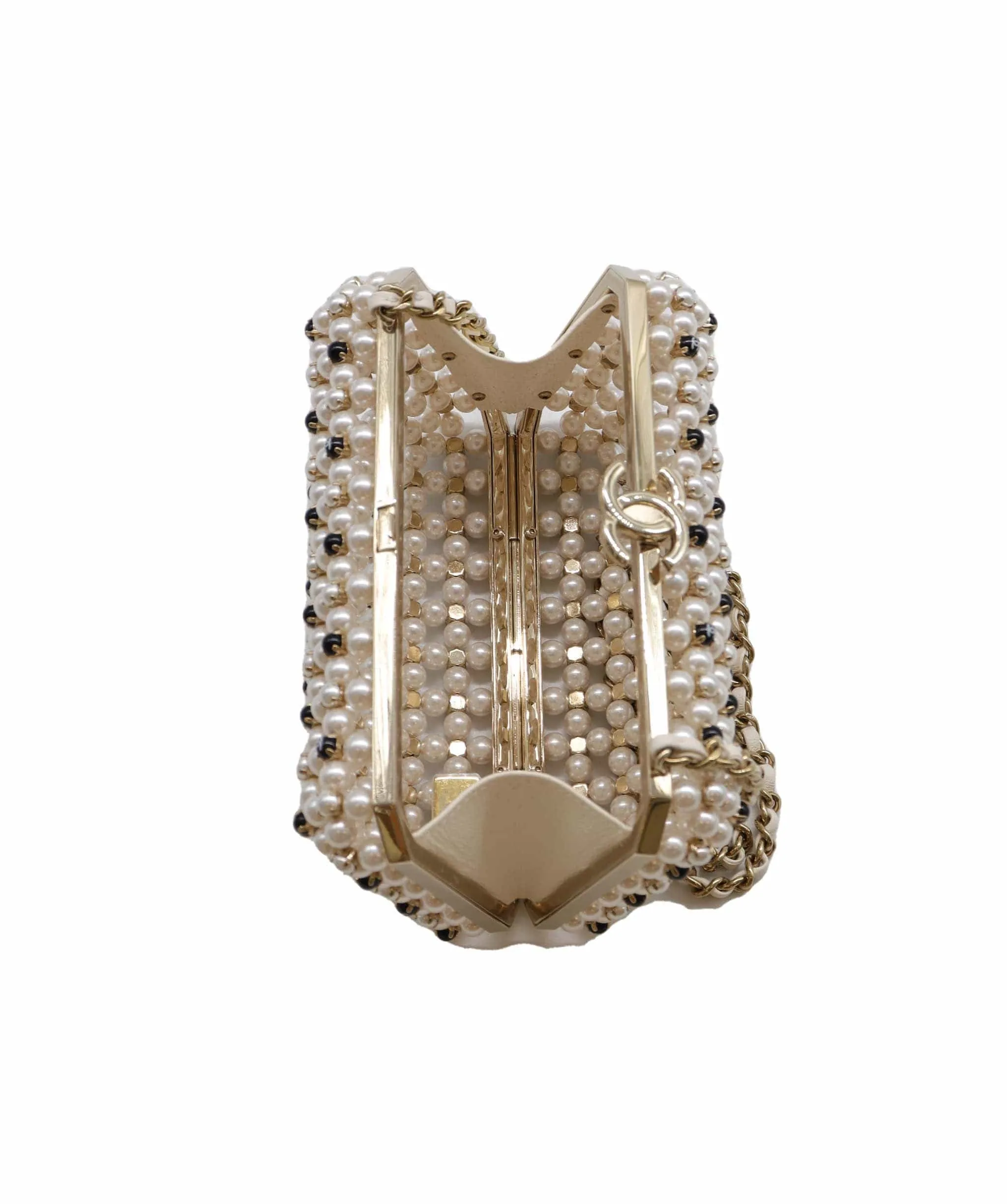 Chanel Caged Pearl Minaudiere Black White - DXBS2525