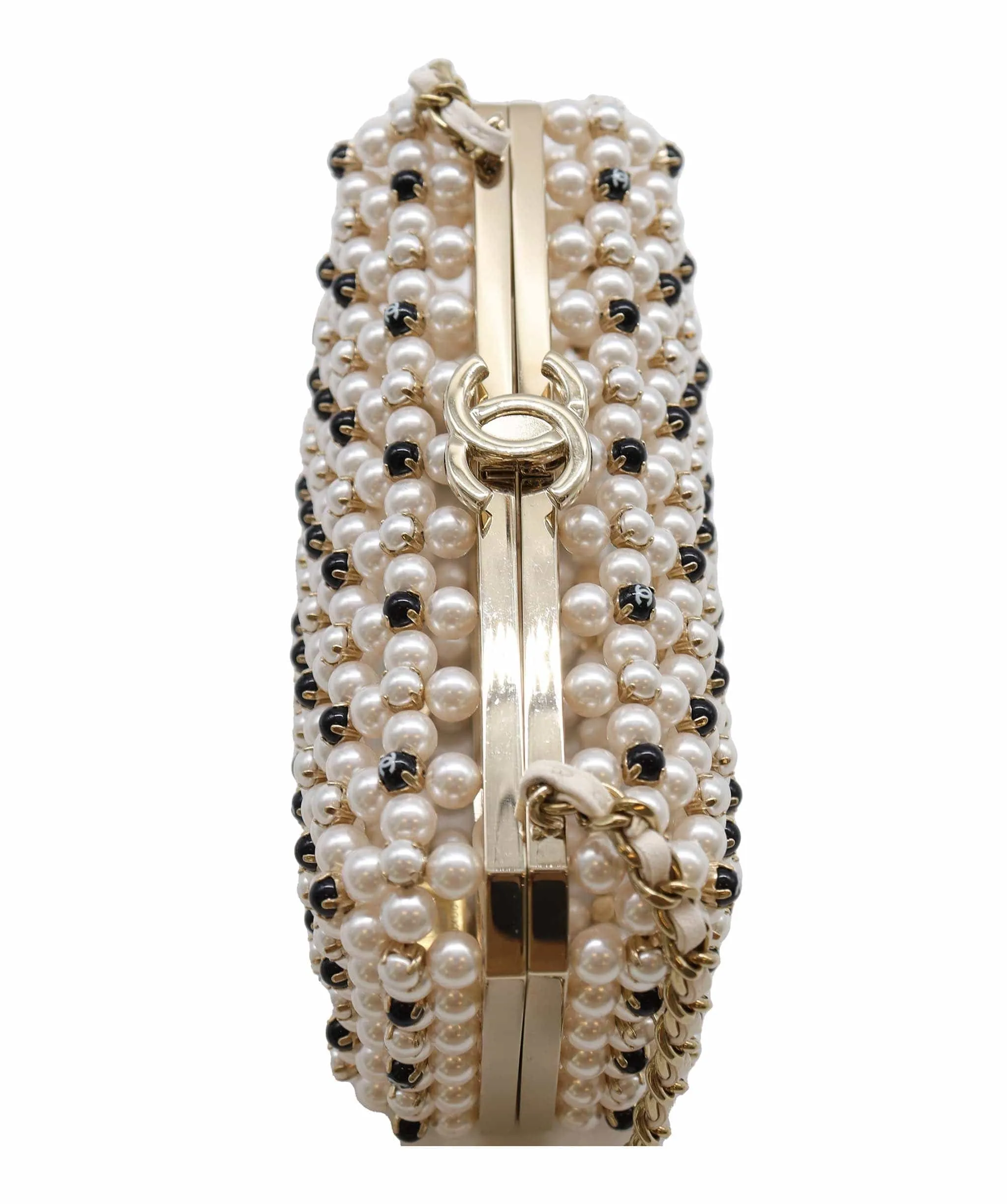 Chanel Caged Pearl Minaudiere Black White - DXBS2525