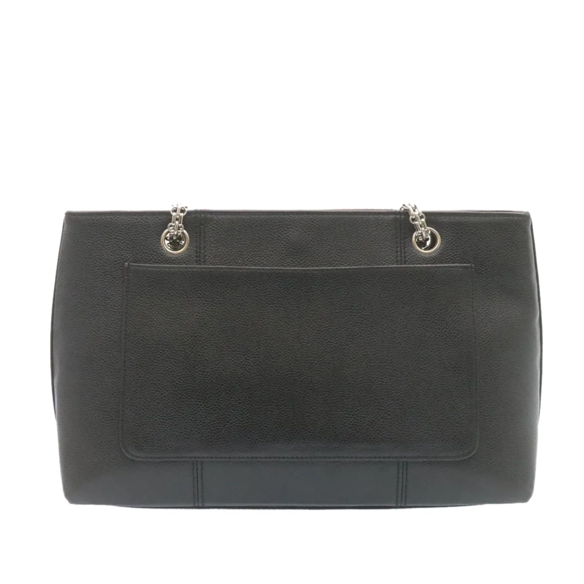 CHANEL Caviar Skin Chain Shoulder Bag Leather Black CC  28395A